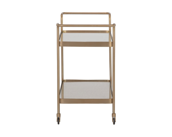 Sunpan DURVA Coastal Bar Cart – Elegant Glass & Rattan Serving Station for Stylish Entertaining Spaces 111311
