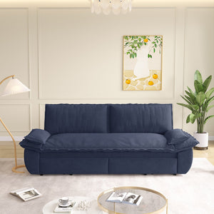 English Elm 73.2" Queen Pull Out Sofa Bed - Stylish 3-In-1 Convertible Corduroy Loveseat For Small Spaces, Blue W1885S00256