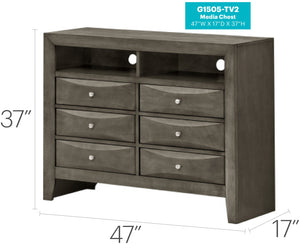 English Elm Marilla Modern G1505-TV2 Media Chest with Dovetailed Drawers, Real Wood Veneer, Fully Assembled Gray 40 L x 48 W x 19 H B078108041