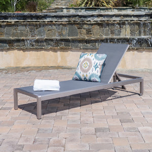 Christopher Knight Home® - Noble House - Cape Coral Dark Grey Outdoor Mesh Chaise Lounge