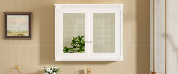 English Elm 36'' Wall Mounted Medicine Cabinet with Dual Mirrors Soft Close Doors Bathroom Storage White N710P371186K