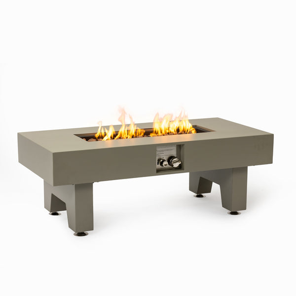 English Elm 42_Inch Iron Fire Pit Table - Stylish Outdoor Heating With 50,000 Btu, Propane Efficiency & Glass Stones W3131P277177