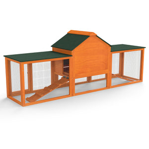 English Elm Large Spruce Wood Rabbit Hutch with Waterproof Roof Ramps and Removable Tray W2181P362971