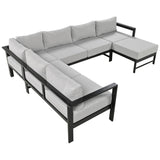 English Elm U-Shaped Multi-Person Outdoor Sofa Set, Suitable For Gardens, Backyards, and Balconies.