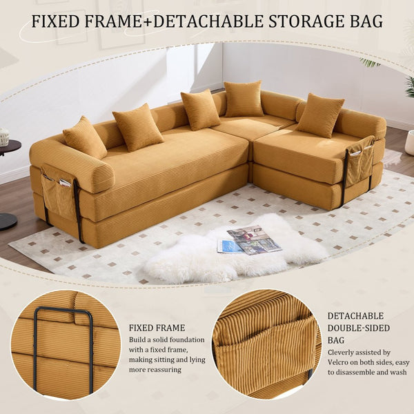 English Elm United We Win Convertible Folding Sofa Bed – Cozy Corduroy Memory Foam Couch For Small Spaces! W1568S00251-GIGA