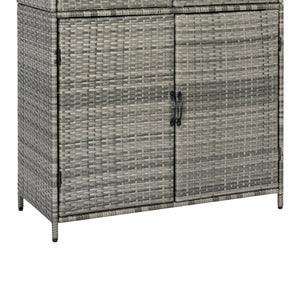 English Elm K&k Tall Arched Pe Rattan Outdoor Storage Cabinet with Adjustable Shelves and Steel Frame Grey N707P420158G