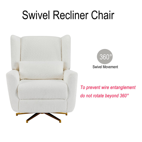 English Elm Christopher Knight Home® - Power Boucle Swivel Recliner Chair with 360° Metal Star Base, Electric Lift, Ergonomic Padded Backrest, Adjustable Footrest, Easy Assembly Beige,Gold N771P298185M