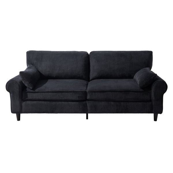 English Elm 80.7" Corduroy Upholstered Loveseat with Rolled Arms Solid Wood Iron Frame Modern W5515P488201