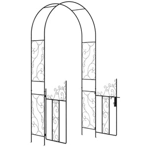 English Elm Outsunny 7.5' Elegant Metal Garden Arch With Gate - Perfect Trellis For Climbing Plants & Weddings W2225P174412-GIGA