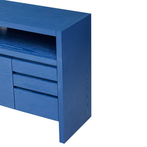 English Elm U_Style 60" Modern Sideboard With 3 Drawers & Open Shelf - Elegant Solid Ash Veneer Storage Cabinet N711P289141V-GIGA