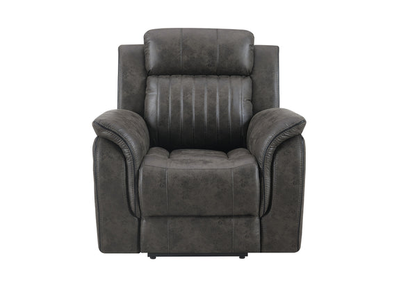 English Elm STEBAN Grey Upholstered Glider Recliner with Blanche Finish — 100% Polyester, Smooth Recline Comfort B201P216052