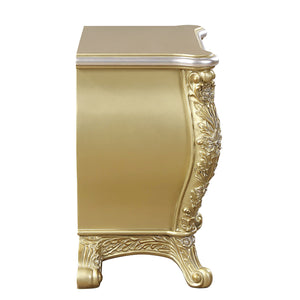 English Elm Gold 3-Drawer Nightstand with Felt-Lined Drawers, Dovetail Construction & Smooth Metal Glides, Elegant Gold Finish for Bedroom Storage and Delicate Item Protection B062P215397