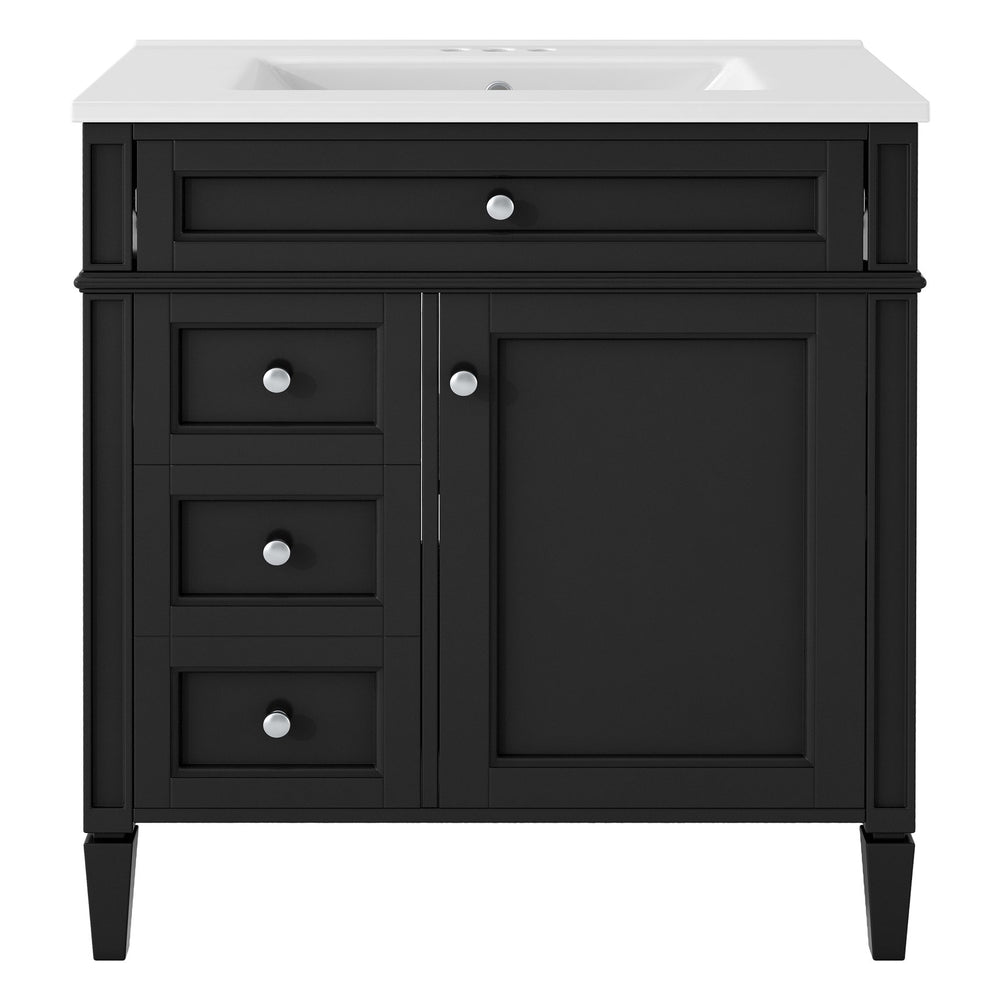 English Elm 30'' Modern Bathroom Vanity With Ceramic Sink & Soft-Close Drawers - Stylish Storage Solution! N710P206904B