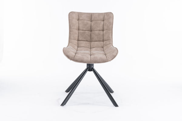 English Elm Mid-Century Modern Tufted Swivel Dining Chairs (Set Of 2) - Beige Faux Leather With Metal Legs T3903P405994