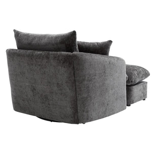 English Elm 360° 360 Swivel Oversized Chenille Armchair with Pocket Spring Seat and Three Throw Pillows Dark Grey W1361S00092