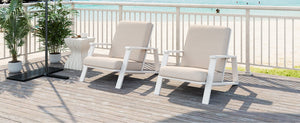 English Elm Christopher Knight Home® - Patio Lounge Chair Set Of 2 - Stylish White Acacia Wood Frame & Weather-Resistant Beige Cushions N779P291591W-2