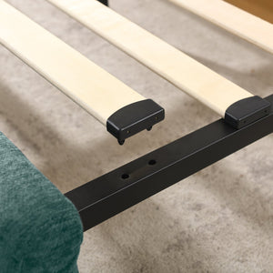 English Elm King Chenille Upholstered Platform Bed with Storage Drawers and Structured Headboard Blue+Green W487S00416