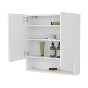 English Elm Gaviota Modern Wall Medicine Cabinet with Two Tilt-Out Doors, Three Shelves, Scratch-Resistant White B128P375287