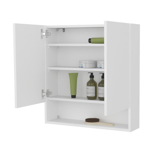 English Elm Gaviota Modern Wall Medicine Cabinet with Two Tilt-Out Doors, Three Shelves, Scratch-Resistant White B128P375287