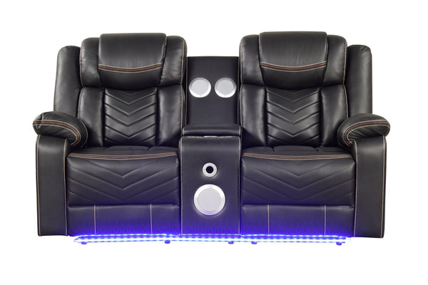 English Elm Challenger Modern 3Pc Power Reclining Sofa Set With Bluetooth Speakers, Usb Ports & Led Lighting B009S01518