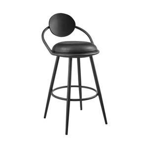 English Elm Lacey Swivel Barstool Matte Iron Base Faux Leather Seat Mid-century Kitchen Bar Black B2736P464813
