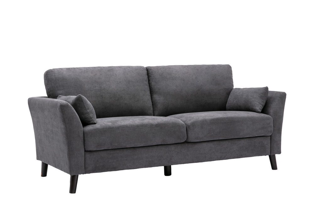 English Elm Damiano Three Seat Woven Fabric Sofa with Solid Wood Legs for Modern Living Rooms Gray B2749S00153