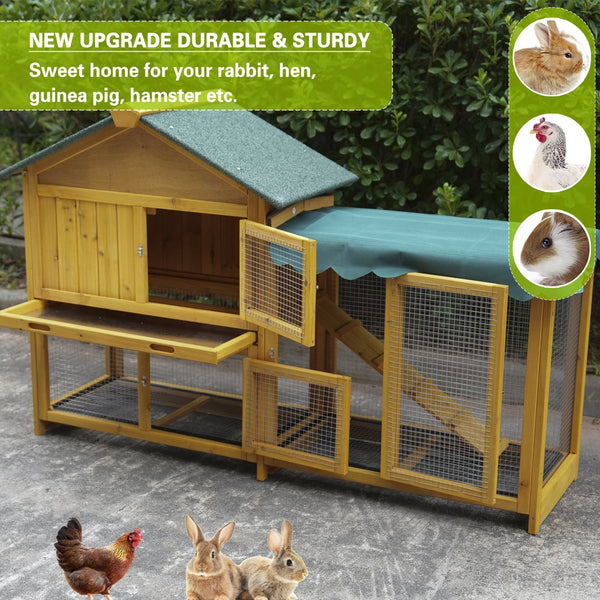 English Elm 45 Inch Solid Wood Outdoor Dog House with Elevated Floor and Waterproof Insulated Roof W1431P388037