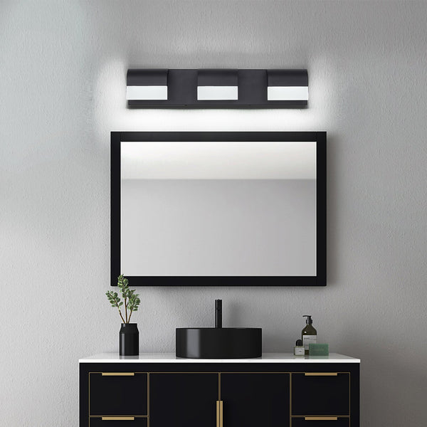 English Elm LED Contemporary 3-Light Matt Black Bathroom Vanity Light Fixture Over Mirror Dimmable 6000K PMID W2312P374894