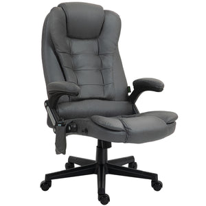English Elm HOMCOM High-Back Executive Massage Chair with 6-Point Vibration, Lumbar Heat, Recline & Remote Dark Gray W2225P250026