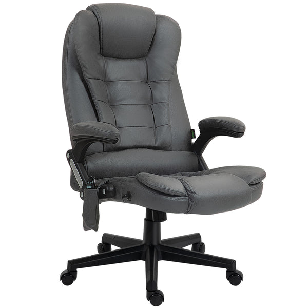 English Elm HOMCOM High-Back Executive Massage Chair with 6-Point Vibration, Lumbar Heat, Recline & Remote Dark Gray W2225P250026