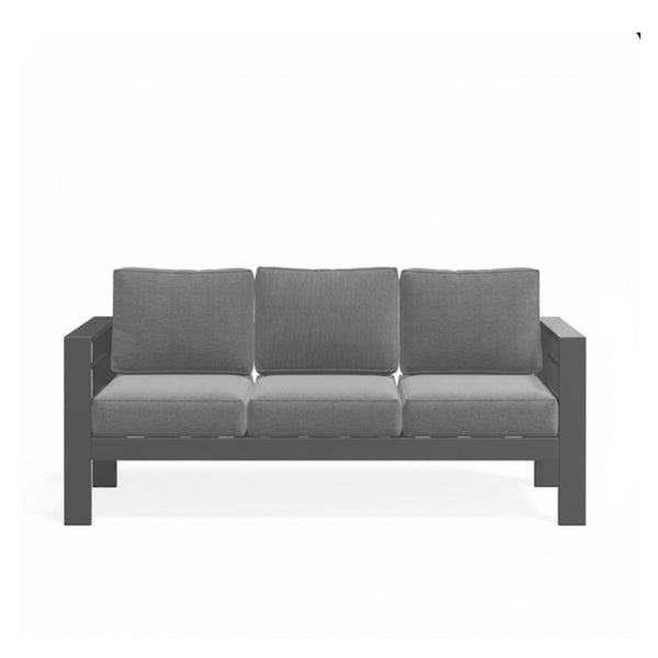 English Elm 75" Outdoor Iron Frame 3 Seat Patio Sofa with Olefin Cushions for Deck or Poolside Gray+Gray B082P455111