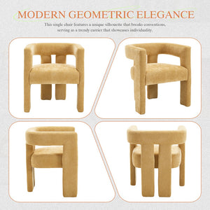 English Elm United We Win Chenille Barrel Accent Armchairs Set of Two for Living Room Dining Yellow W1568P389274