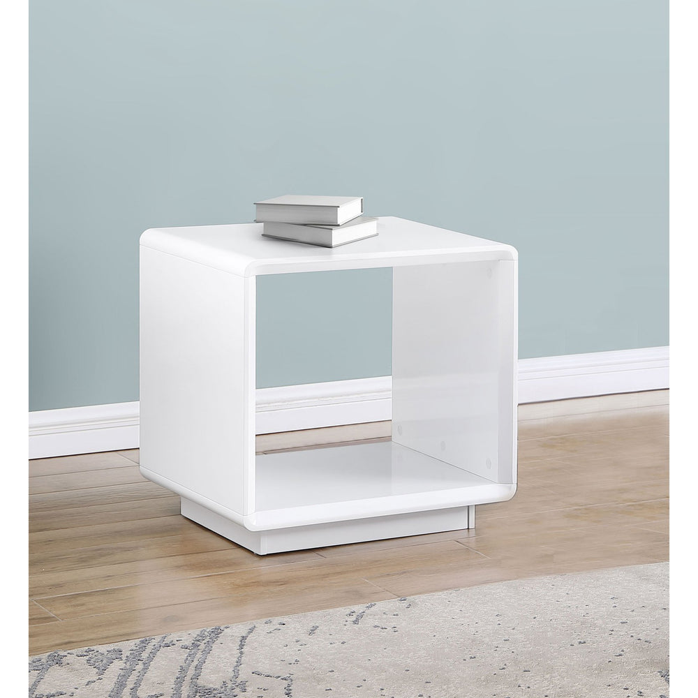 English Elm Fletcher High Gloss Lacquer End Table Open Shelf Modern Living Room Side Accent B062P447998
