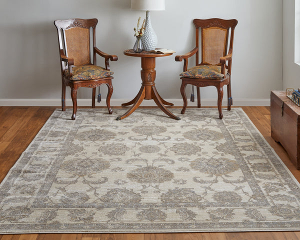 Feizy Rugs Celene Vintage-inspired Floral Rug - Elegant Neutral Palette, Power Loomed For Timeless Style Tan,Ivory,Brown Viscose,Polyester Cel39kzfbgegrye70