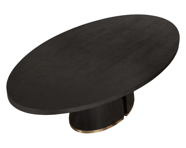 Sunpan TASMIN Dining Table - Sculptural Dual Pedestal Design with Brushed Gold Trim, Seats 8-10 Comfortably 112359