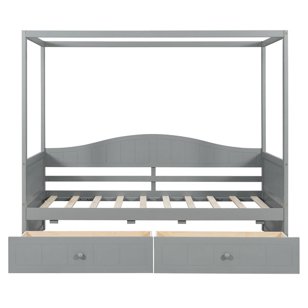 English Elm Twin Canopy Daybed with Pull Out Trundle Pinewood Frame for Kids or Guest Rooms N708P373435E