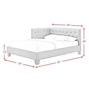English Elm Julesburg Full Corner Bed in Brown PU Faux Leather with Tufted Headboard, USB A&C Ports, Sensor Lights B2740P372709
