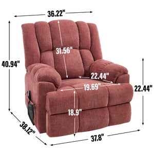 English Elm Dual Motor Power Lift Recliner Chenille Chair with Massage Heat and Infinite Positions Red W3224P288311