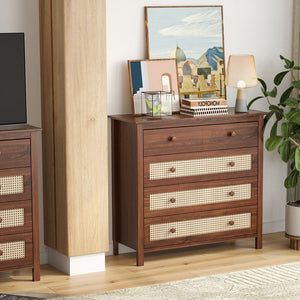 English Elm Sideboard Buffet Cabinet - Modern Walnut Console With 4 Drawers For Kitchen, Living Room & More! T3623P380122-GIGA