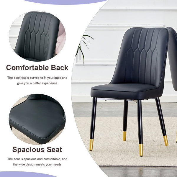 English Elm Table Modern Extendable Dining Set With 6 Comfortable Pu Chairs & Sturdy Metal Legs For Gatherings W1151S03935-GIGA