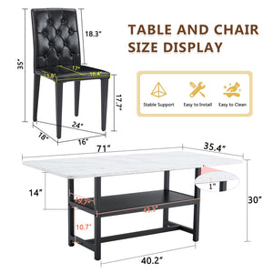 English Elm Table With Integrated Storage And 8 Ergonomic Black Pu Chairs For Modern Dining And Entertaining W1151S04270-GIGA