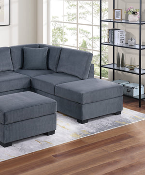 English Elm Contemporary 3-Piece Sectional Sofa Set in Ash Black Corduroy with RAF/LAF Chaise, Tufted Seats, Pillows - Stylish Low-Profile Design Dark Gray 34 L x 26 W x 45 H B011S01767