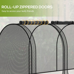 English Elm Outsunny Tunnel Crop Cage Hdpe Mesh Garden Shield with Three Zippered Doors W2225P174509