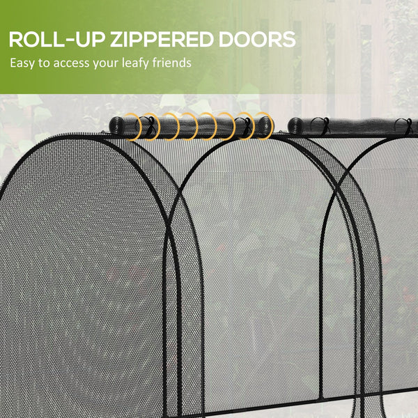 English Elm Outsunny Tunnel Crop Cage Hdpe Mesh Garden Shield with Three Zippered Doors W2225P174509