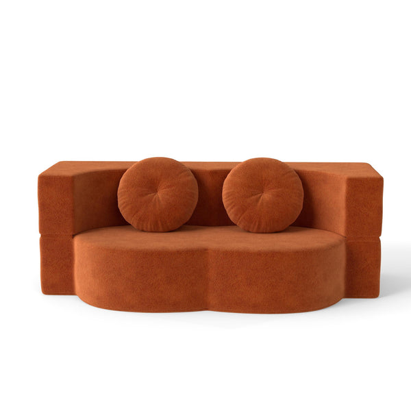English Elm Modern Corduroy Folding Floor Sofa Sleeper with Foam Fill for Studio Bedroom Guests Orange W2353P379629