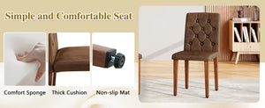 English Elm Table and Chair Set Walnut Round Dining for Four with Tufted Suede Seats W1151S04853
