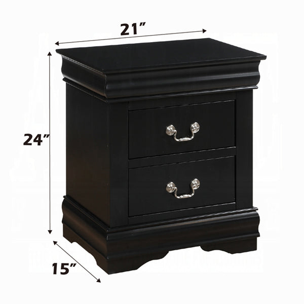 English Elm 1pc Classic Two-Drawer Nightstand with Brushed Nickel Pulls — Compact Wooden Bedside Storage, No Assembly Required Black 18.5 L x 23.5 W x 27 H B2741P322600