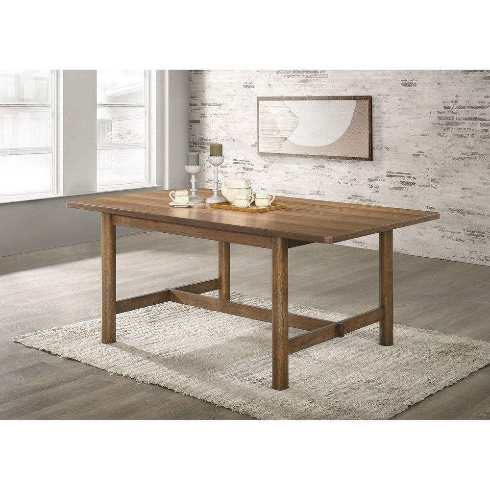 English Elm Graham Walnut Veneer Rectangular Table with Trestle Base Seats Six for Family Dining B062P441070