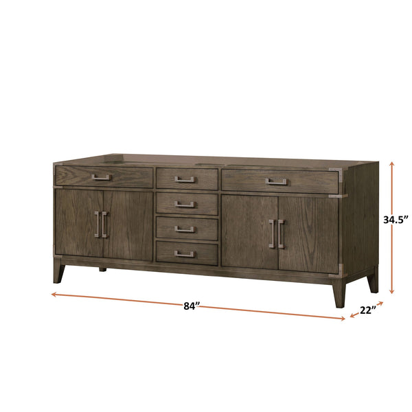 English Elm Grey Oak Double Bath Vanity - Spacious 84" W Stylish Storage With Soft-Close Drawers & Easy Install B2731P259969