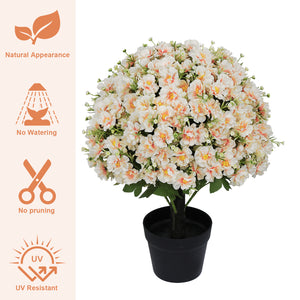 English Elm 24-inch Faux Snow Lotus Potted Arrangement Uv Resistant Lifelike Floral Set of Two White+Pink W2945P458460